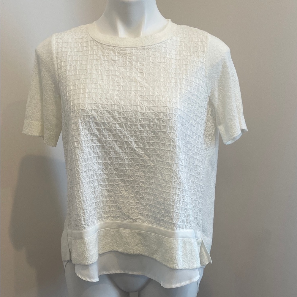 White Textured Short Sleeve Layered Tee